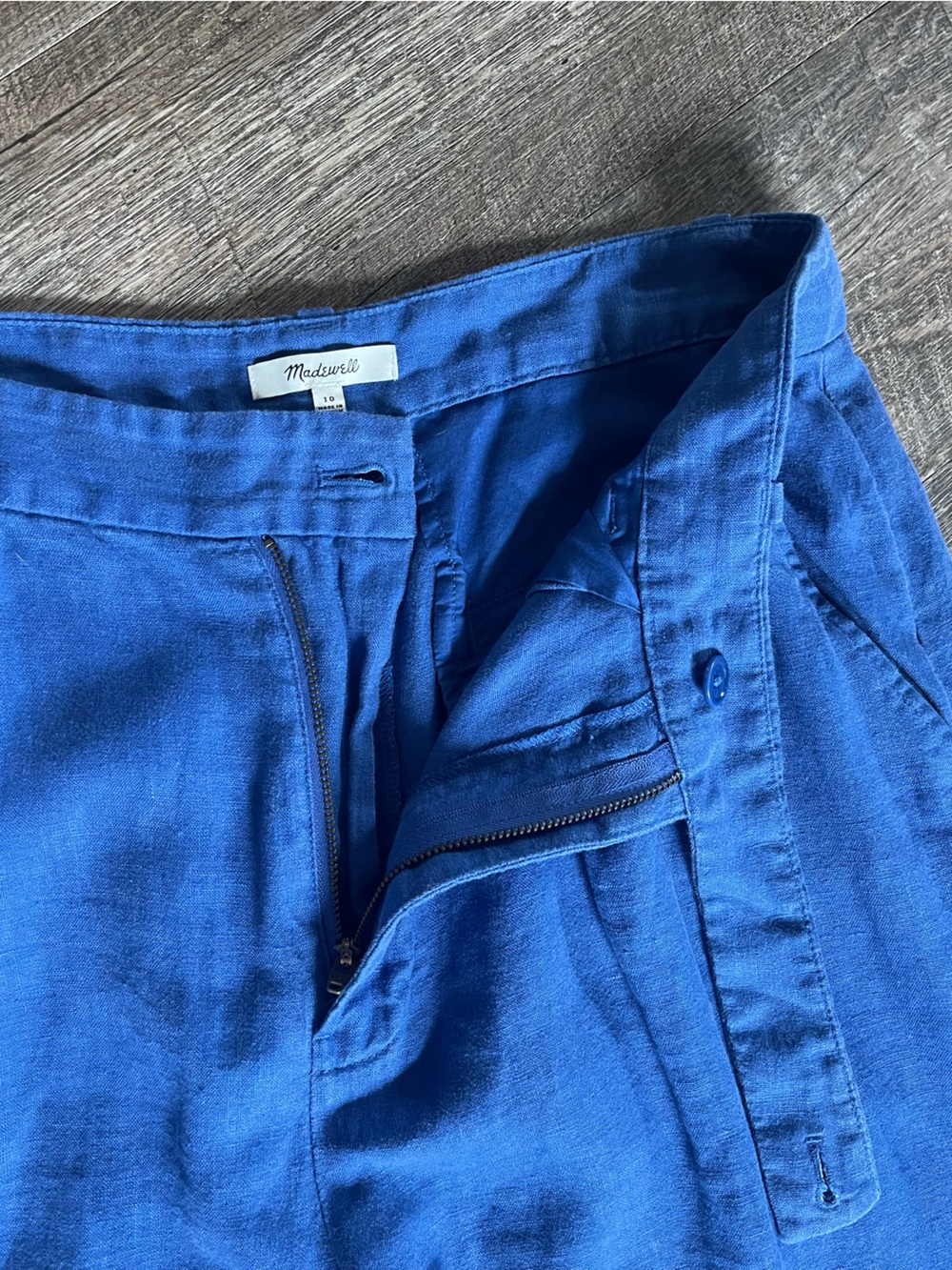 Madewell Harlow 100% linen wide leg pants royal blue - Picture 8 of 11
